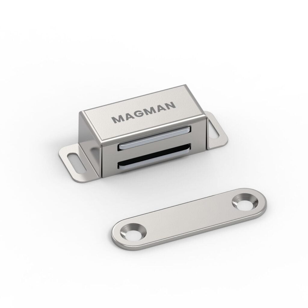 VERY HIGH QUALITY MAGNETIC CATCH Heavy Duty 10kg PULL METAL, CHROME