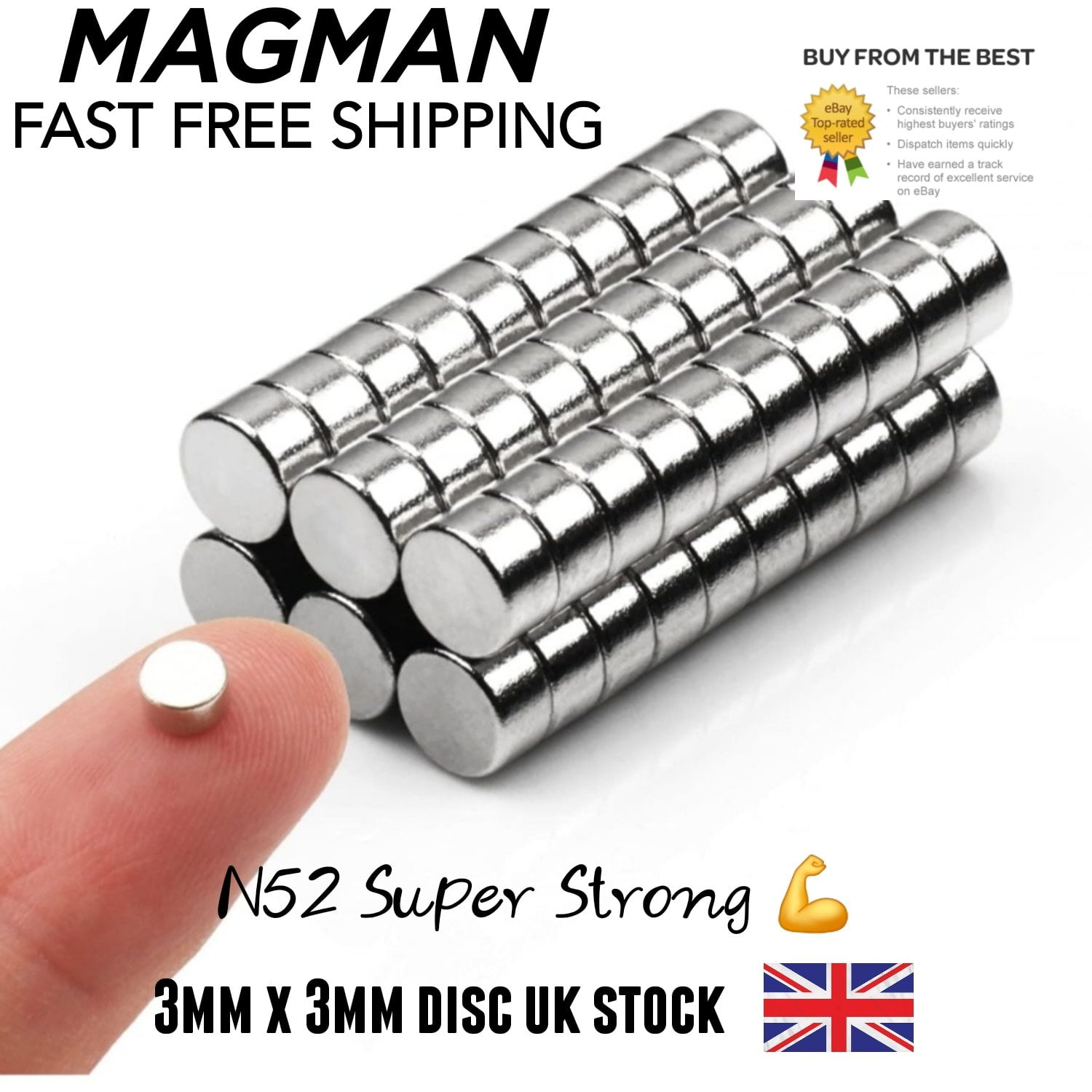 N52 Super Strong 3mm x 3mm Magnets