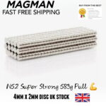 N52 4mm x 2mm Disc Magnet 583g Pull Force