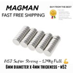 N52 6mm x 4mm Disc Magnet 1.79g Pull Force