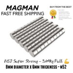 N52 8mm x 6mm Disc Magnet 3.49kg Pull Force