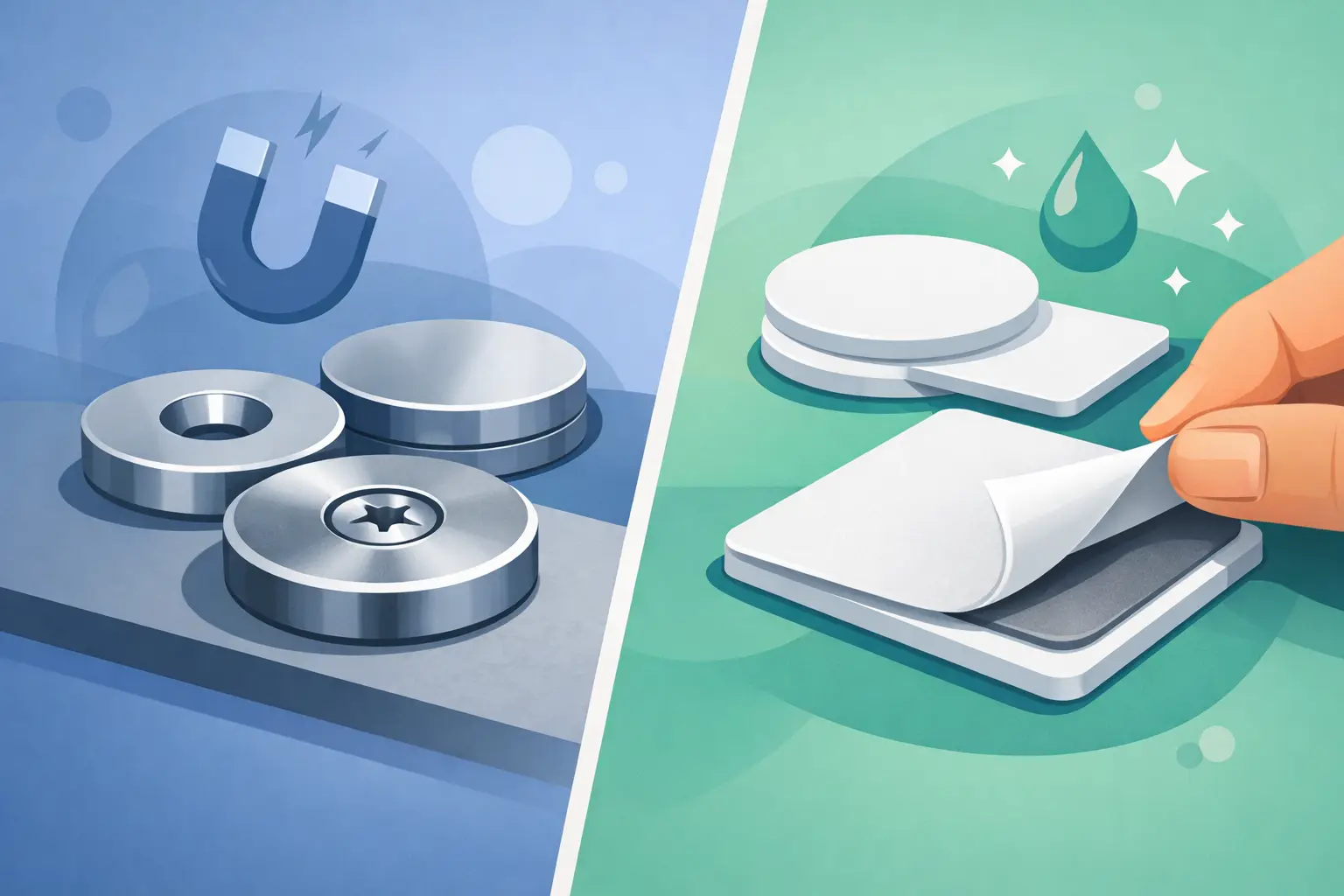 Countersunk Magnets vs Adhesive Pads Compared