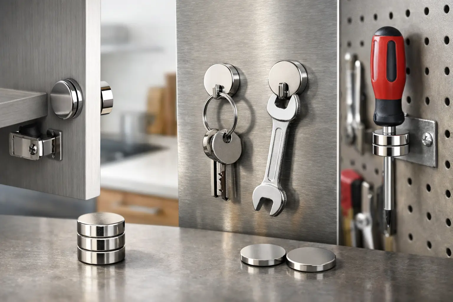 Strong Magnets for Fixing, Closures and Displays